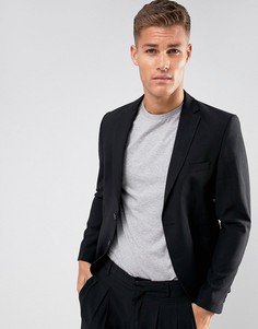 Черный приталенный пиджак из легкого крепа ASOS - Черный