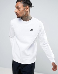 Белый свитшот с круглым вырезом и логотипом-галочкой Nike Club 804340-100 - Белый