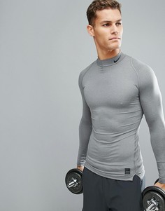 Серый компрессионный лонгслив Nike Training Pro 703090-091 - Серый