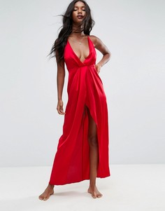 Атласная ночная рубашка макси ASOS - Красный