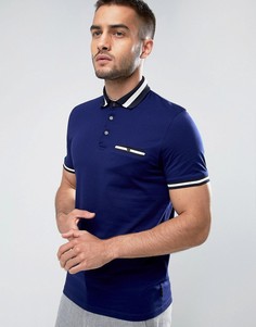 Поло с воротником в полоску Ted Baker - Темно-синий