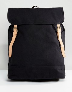 Черный парусиновый рюкзак с отделкой из искусственной кожи ASOS - Серый