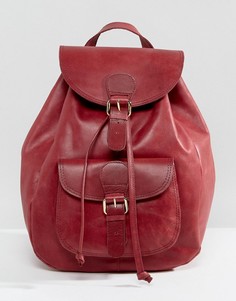 Кожаный рюкзак с карманом спереди ASOS - Красный