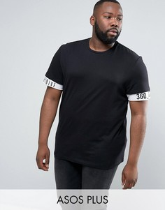 Свободная футболка с принтом на рукавах ASOS PLUS - Черный