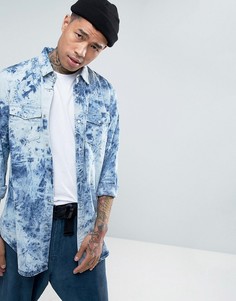 Рубашка классического кроя с выбеленным эффектом ASOS - Синий