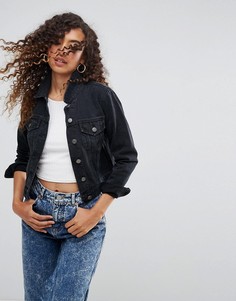 Выбеленная черная джинсовая куртка ASOS - Черный