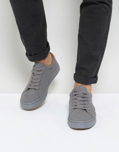 Серые замшевые кроссовки на шнуровке ASOS - Серый