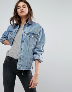 Выбеленная синяя джинсовая куртка герлфренд ASOS - Синий