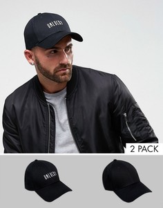 2 бейсболки (черный, с вышивкой) ASOS - Черный