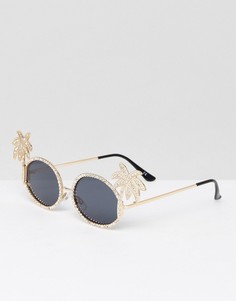 Солнцезащитные очки с пальмами ASOS - Золотой