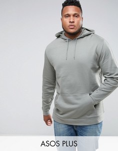 Выбеленный удлиненный худи цвета хаки ASOS PLUS - Зеленый