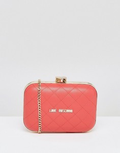 Структурированный стеганый клатч с ремешком Love Moschino - Красный