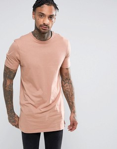 Розовая удлиненная футболка New Look - Розовый