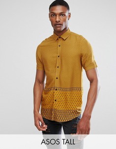Рубашка классического кроя из вискозы с принтом ASOS TALL - Коричневый