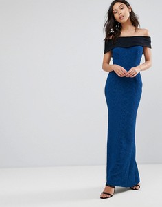 Платье макси с контрастным поясом Vesper - Синий