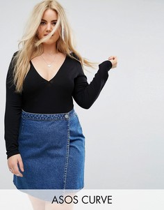 Боди ASOS CURVE 3/4 - Черный