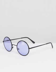 Черные круглые солнцезащитные очки с фиолетовыми стеклами ASOS - Черный