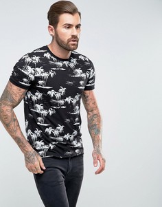 Футболка с пальмовым принтом ASOS - Черный