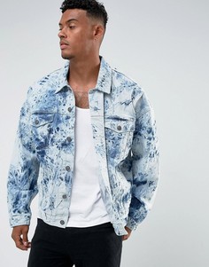Джинсовая куртка оверсайз с принтом тай-дай ASOS - Синий