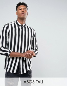 Рубашка классического кроя в полоску ASOS TALL - Черный