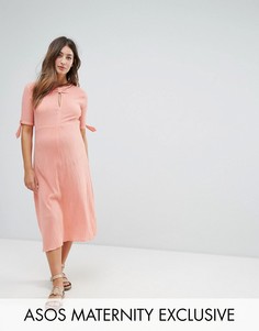 Платье из жатого хлопка ASOS Maternity - Оранжевый