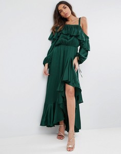 Платье макси с оборками ASOS - Зеленый