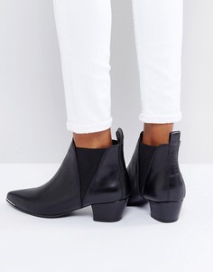 Кожаные ботинки на каблуке с острым носком DEPP - Черный