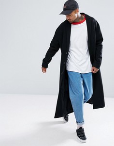 Черное пальто на подкладке с добавлением шерсти ASOS - Черный