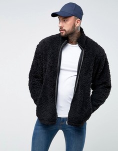 Спортивная оверсайз-куртка из искусственного меха ASOS - Черный