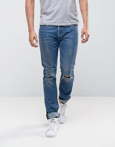 Синие выбеленные джинсы скинни с рваной отделкой на коленях Levis 501 - Синий Levis®