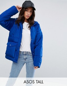 Дутая куртка с карманами ASOS TALL - Синий