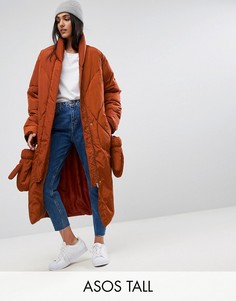 Дутая куртка с варежками ASOS TALL - Красный