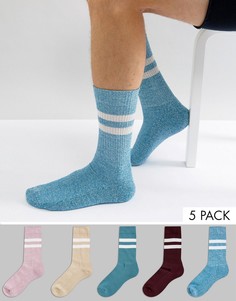 5 пар спортивных носков (синие, фиолетовые) ASOS - Мульти