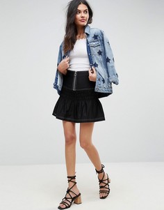 Мини-юбка со сборками и молнией ASOS - Черный