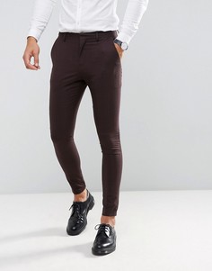 Бордовые брюки скинни в клетку Selected Homme - Красный