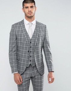 Облегающий пиджак в клетку Selected Homme - Серый