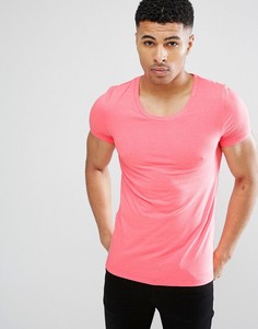Облегающая эластичная футболка с овальным вырезом ASOS - Розовый