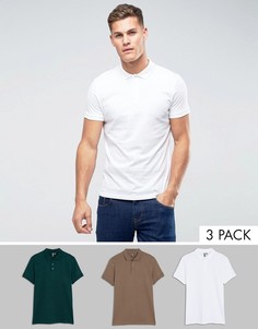 Набор из 3 трикотажных футболок-поло ASOS - СКИДКА - Мульти