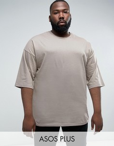 Свободная серая футболка ASOS PLUS - Коричневый