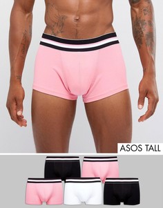 5 трусов-хипстеров с полосатым поясом (розовые/монохромные) ASOS TALL - Мульти