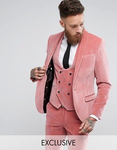 Супероблегающий пиджак из бархата Noose &amp; Monkey - Розовый