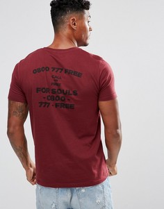Бордовая футболка с принтом на спине ASOS - Красный