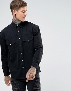 Джинсовая оверсайз-рубашка в стиле вестерн ASOS - Черный