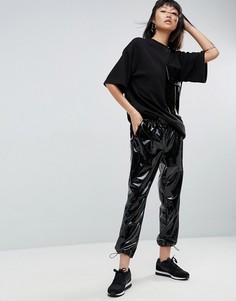 Виниловые джоггеры с застежками-тогл ASOS WHITE - Черный