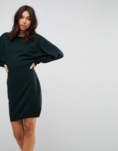 Трикотажное платье мини с рукавами летучая мышь ASOS - Зеленый
