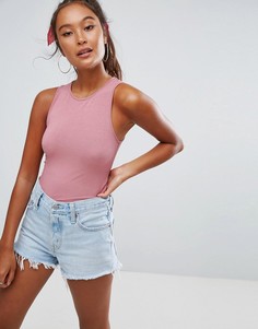 Боди без рукавов с высоким воротом ASOS - Светло-серый