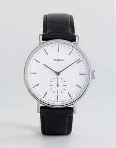 Timex Fairfield Sub-Second Leather Watch In Black - Черный
