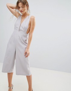 Комбинезон из крепа с вырезами Missguided - Серый
