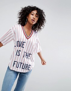 Футболка в полоску с принтом Love ASOS - Мульти