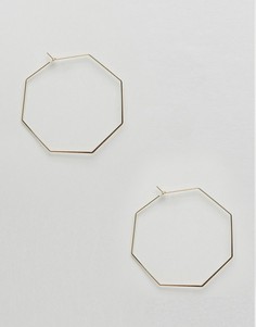 Золотистые большие серьги-кольца шестиугольной формы Orelia - Золотой